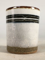Japanese Ceramic Sake Cup Guinomi Sakazuki Vtg Pottery White Rough GU814