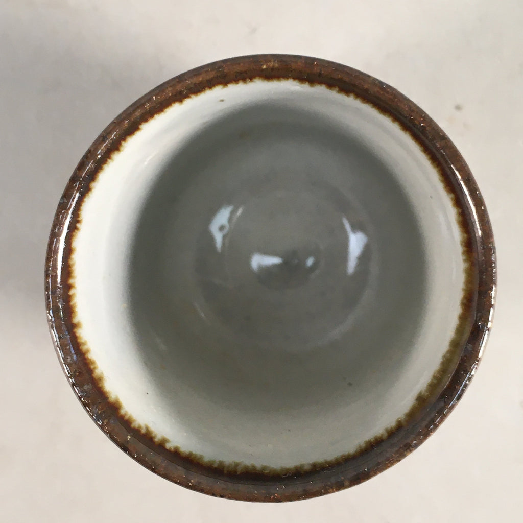Japanese Ceramic Sake Cup Guinomi Sakazuki Vtg Pottery White Rough GU814