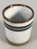 Japanese Ceramic Sake Cup Guinomi Sakazuki Vtg Pottery White Rough GU814