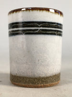 Japanese Ceramic Sake Cup Guinomi Sakazuki Vtg Pottery White Rough GU814