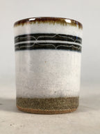 Japanese Ceramic Sake Cup Guinomi Sakazuki Vtg Pottery White Rough GU814