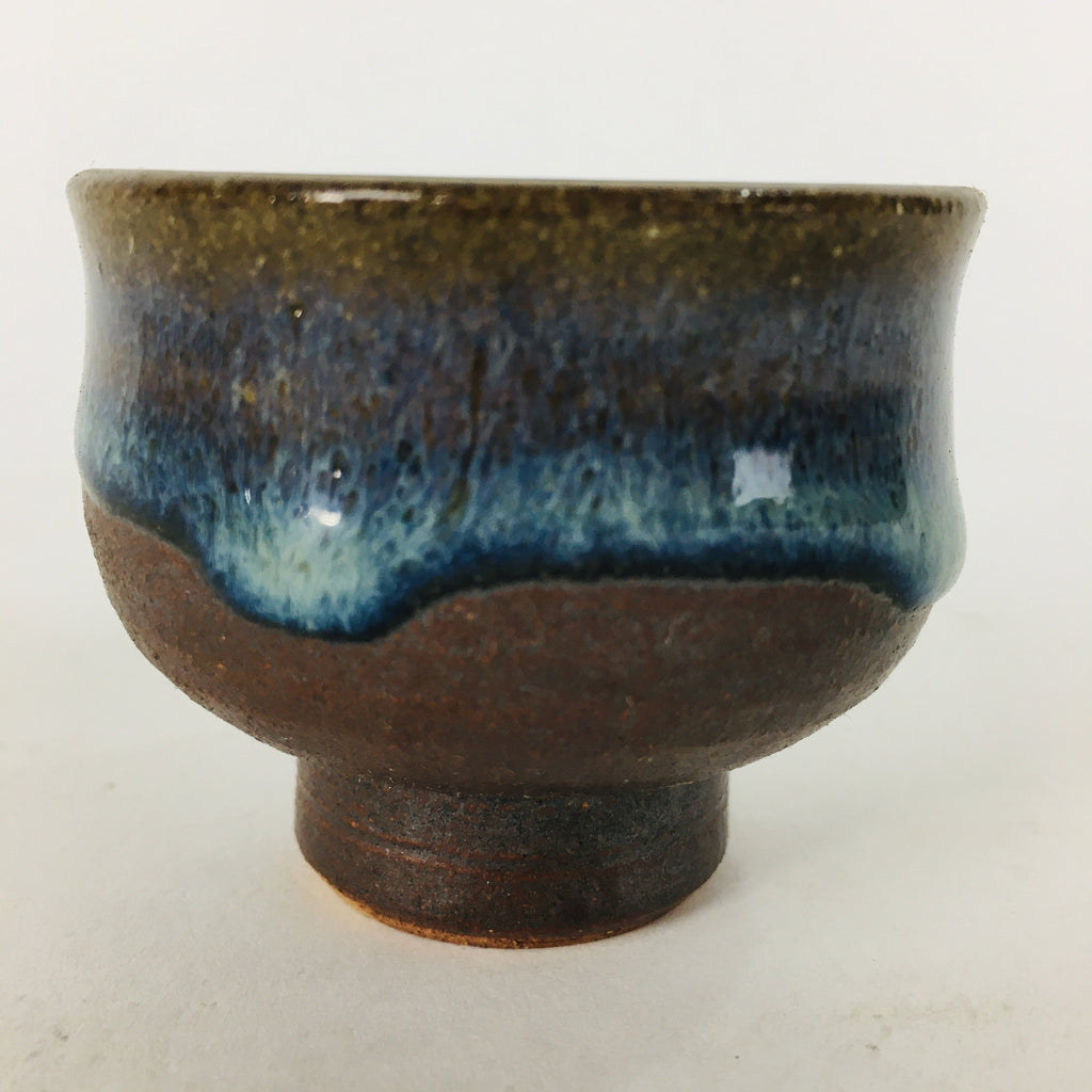Japanese Ceramic Sake Cup Hagi Ware Vtg Guinomi Ochoko Blue Glaze GU897