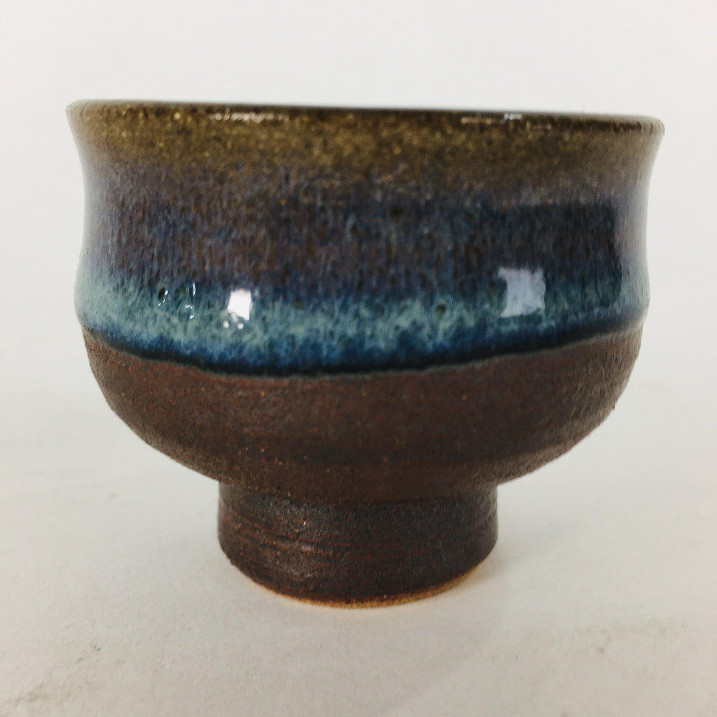 Japanese Ceramic Sake Cup Hagi Ware Vtg Guinomi Ochoko Blue Glaze GU897