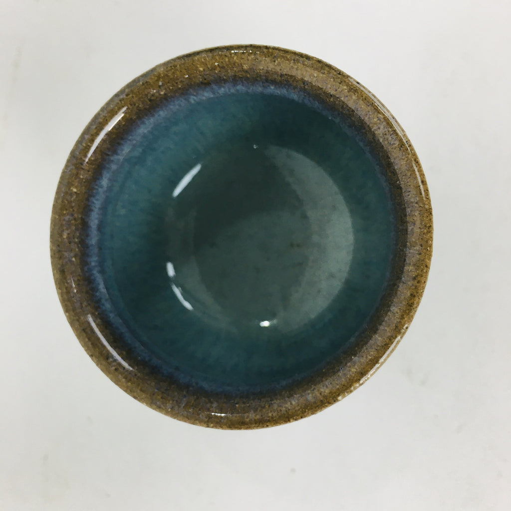 Japanese Ceramic Sake Cup Hagi Ware Vtg Guinomi Ochoko Blue Glaze GU897