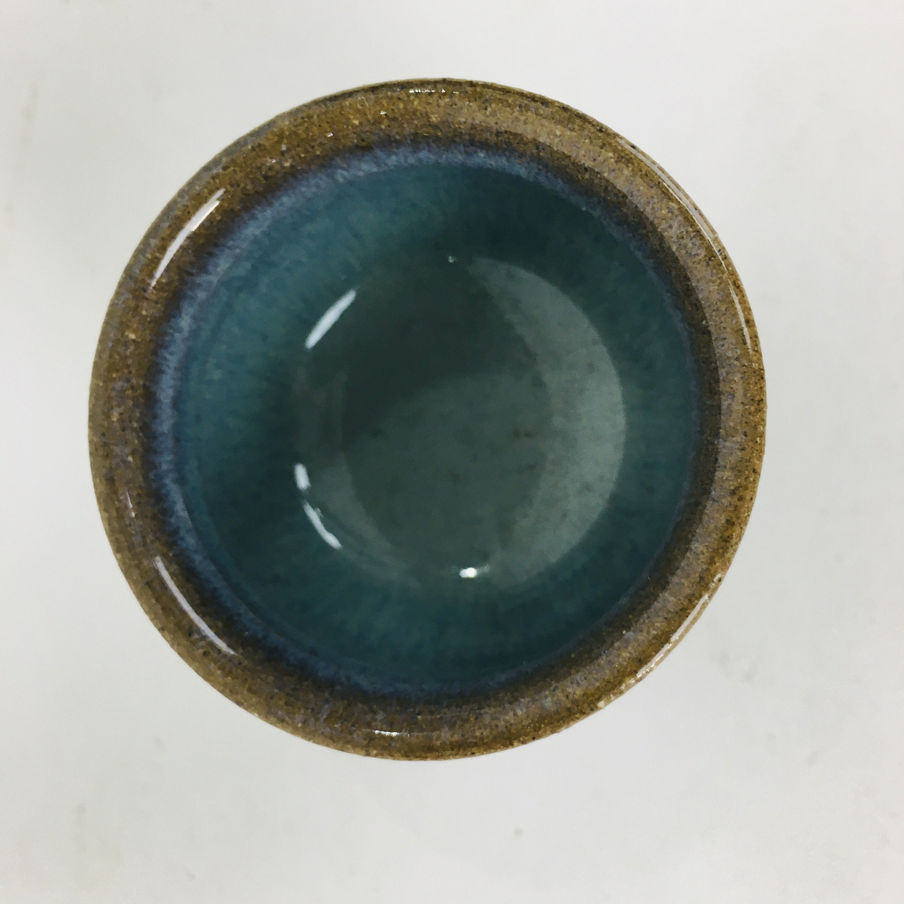 Japanese Ceramic Sake Cup Hagi Ware Vtg Guinomi Ochoko Blue Glaze GU897