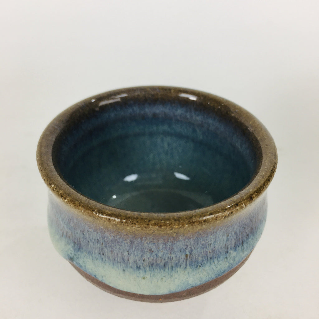 Japanese Ceramic Sake Cup Hagi Ware Vtg Guinomi Ochoko Blue Glaze GU897