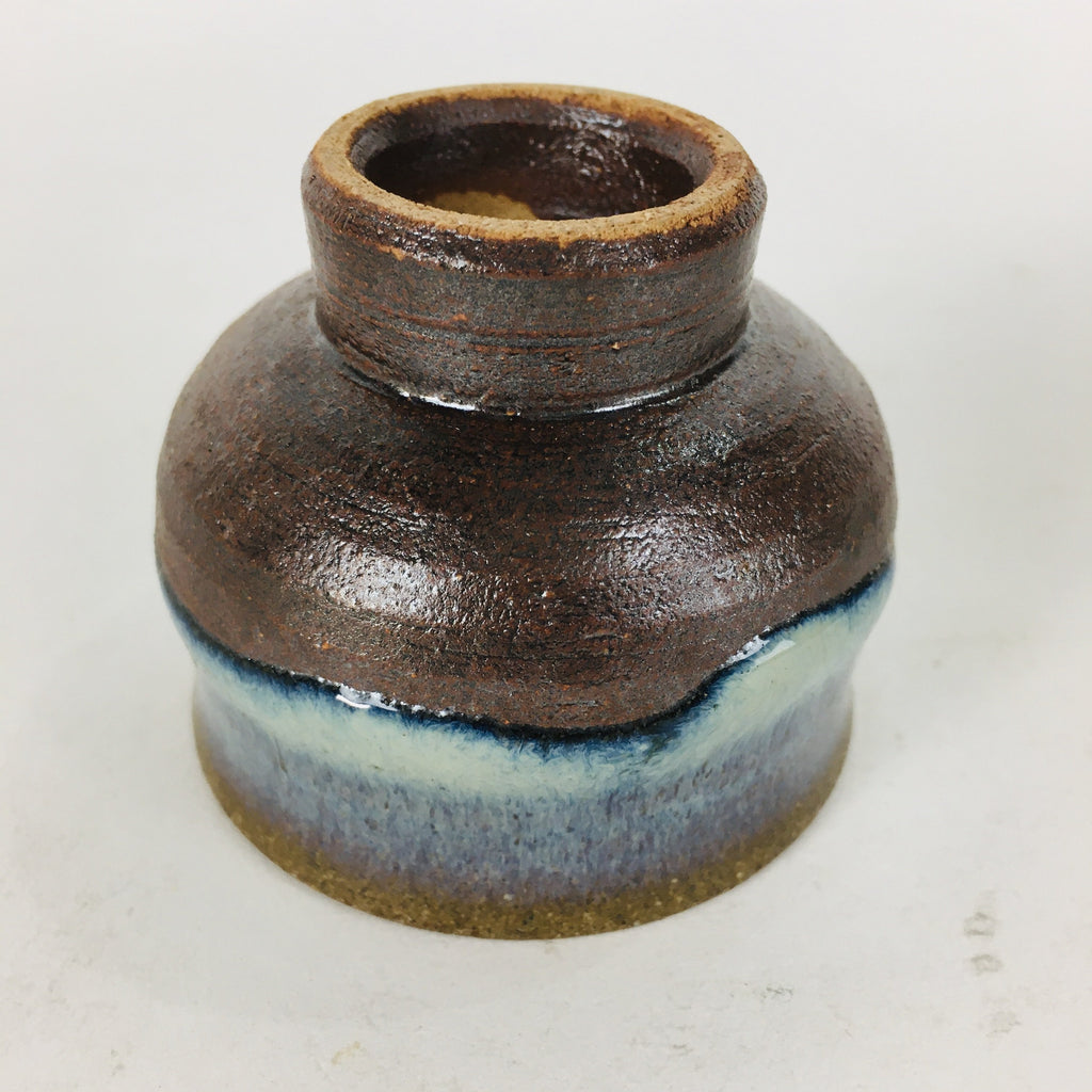 Japanese Ceramic Sake Cup Hagi Ware Vtg Guinomi Ochoko Blue Glaze GU897