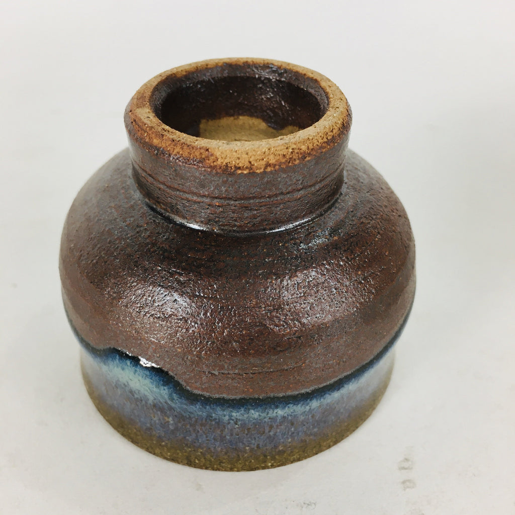 Japanese Ceramic Sake Cup Hagi Ware Vtg Guinomi Ochoko Blue Glaze GU897