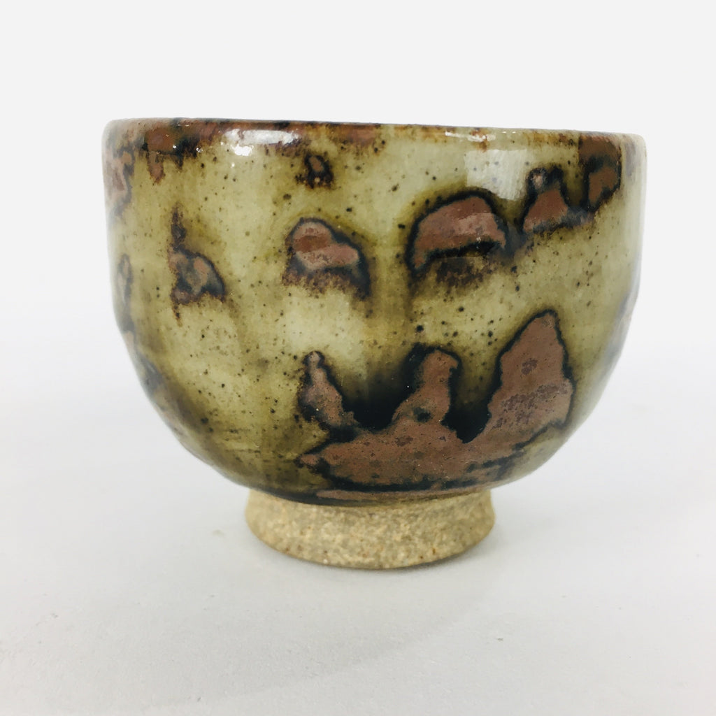 Japanese Ceramic Sake Cup Karatsu Ware Vtg Guinomi Ochoko Brown Glaze GU898