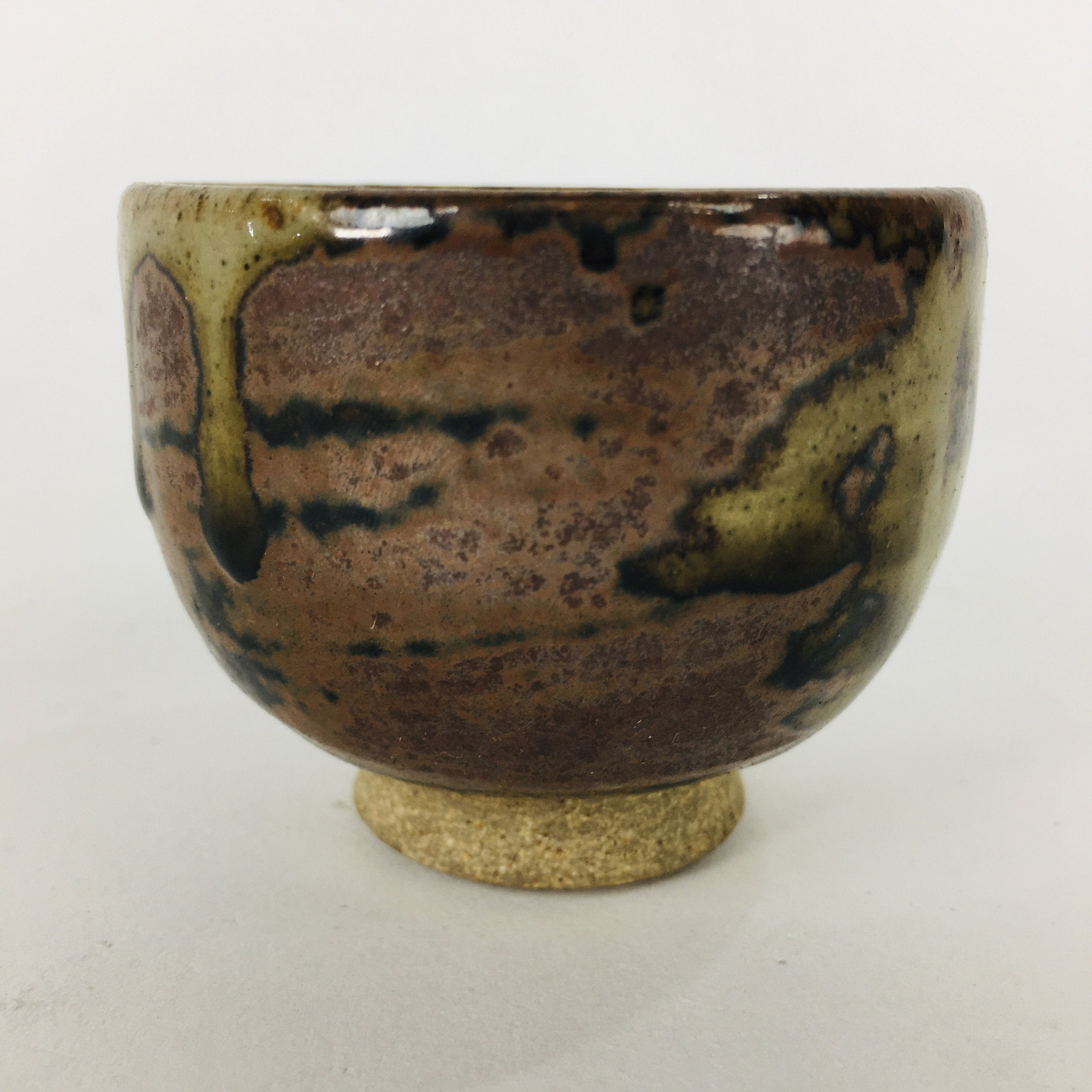Japanese Ceramic Sake Cup Karatsu Ware Vtg Guinomi Ochoko Brown Glaze GU898