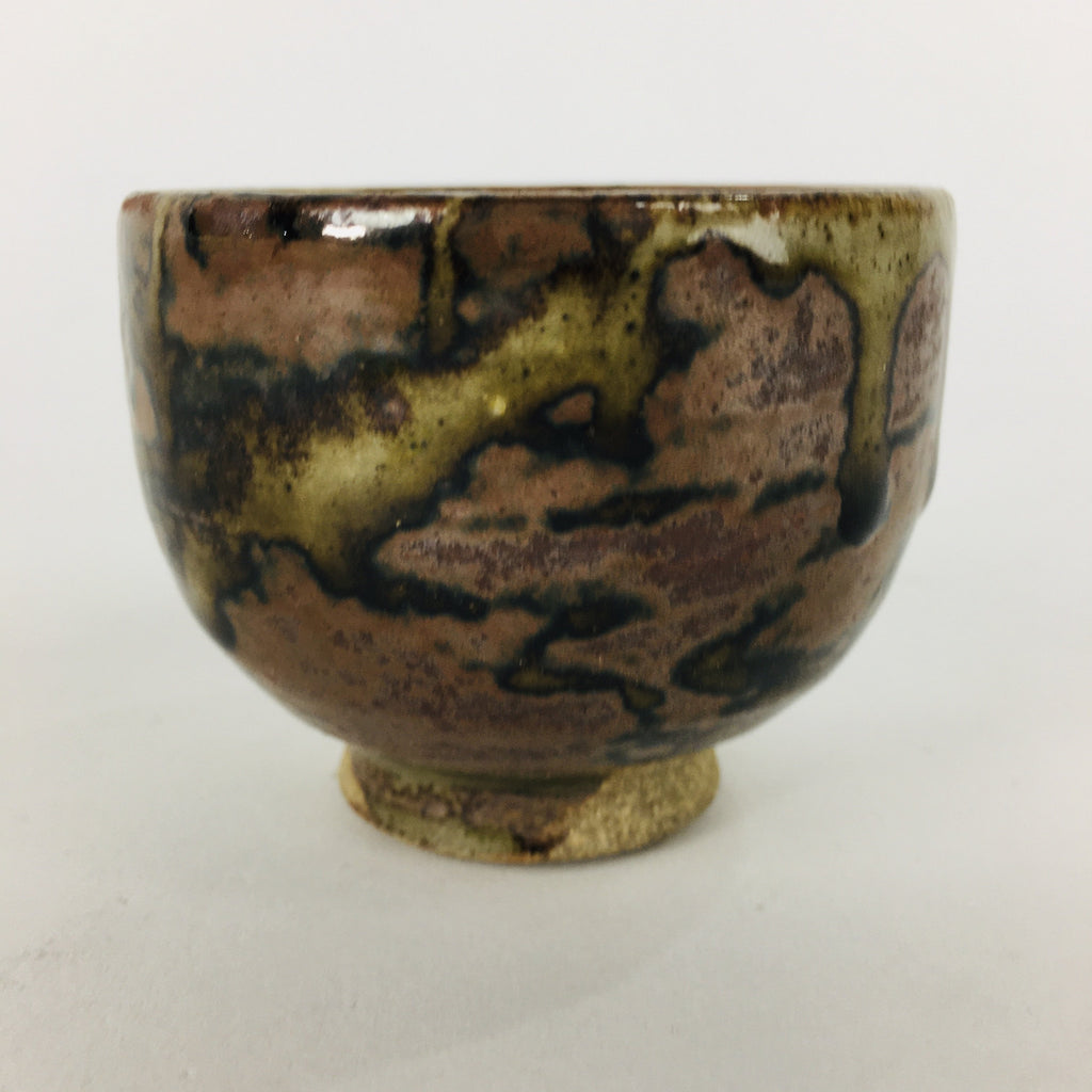 Japanese Ceramic Sake Cup Karatsu Ware Vtg Guinomi Ochoko Brown Glaze GU898