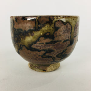 Japanese Ceramic Sake Cup Karatsu Ware Vtg Guinomi Ochoko Brown Glaze GU898
