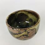Japanese Ceramic Sake Cup Karatsu Ware Vtg Guinomi Ochoko Brown Glaze GU898