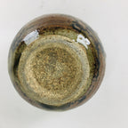 Japanese Ceramic Sake Cup Karatsu Ware Vtg Guinomi Ochoko Brown Glaze GU898