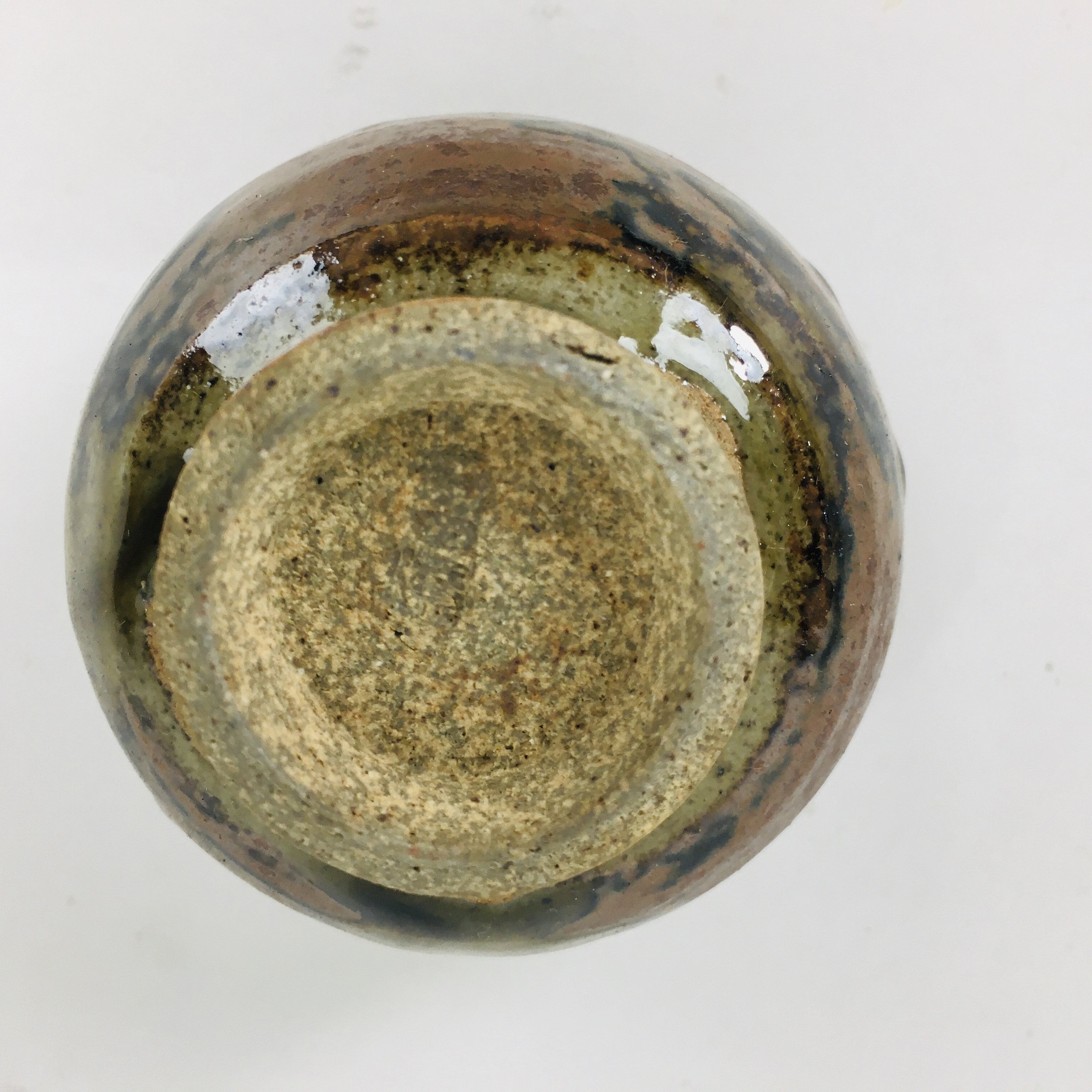 Japanese Ceramic Sake Cup Karatsu Ware Vtg Guinomi Ochoko Brown Glaze GU898
