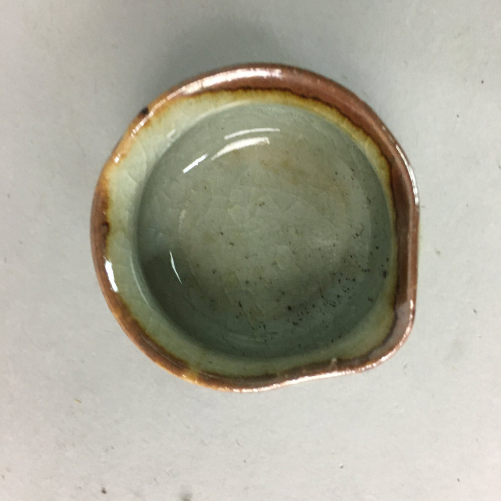 Japanese Ceramic Sake Cup Lipped Guinomi Sakazuki Vtg Pottery Gray GU717