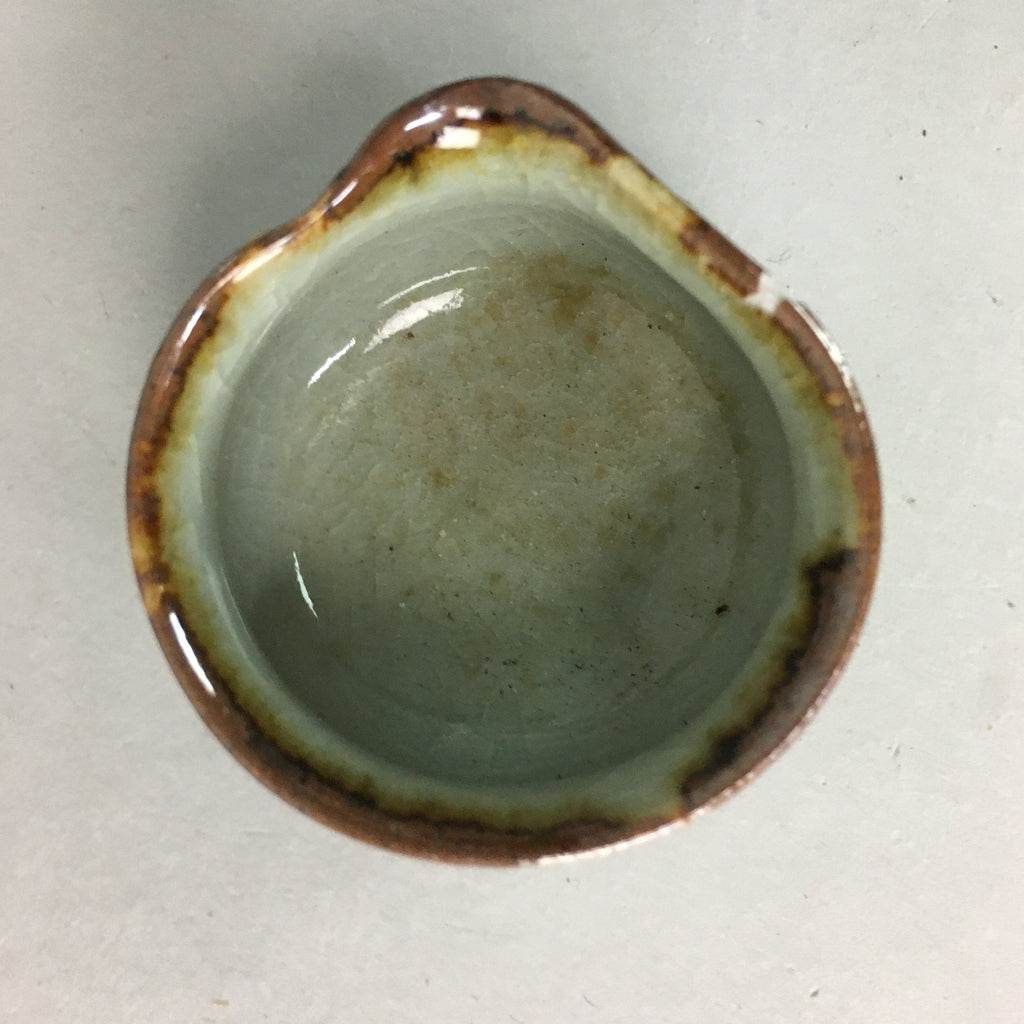 Japanese Ceramic Sake Cup Lipped Guinomi Sakazuki Vtg Pottery Gray GU718