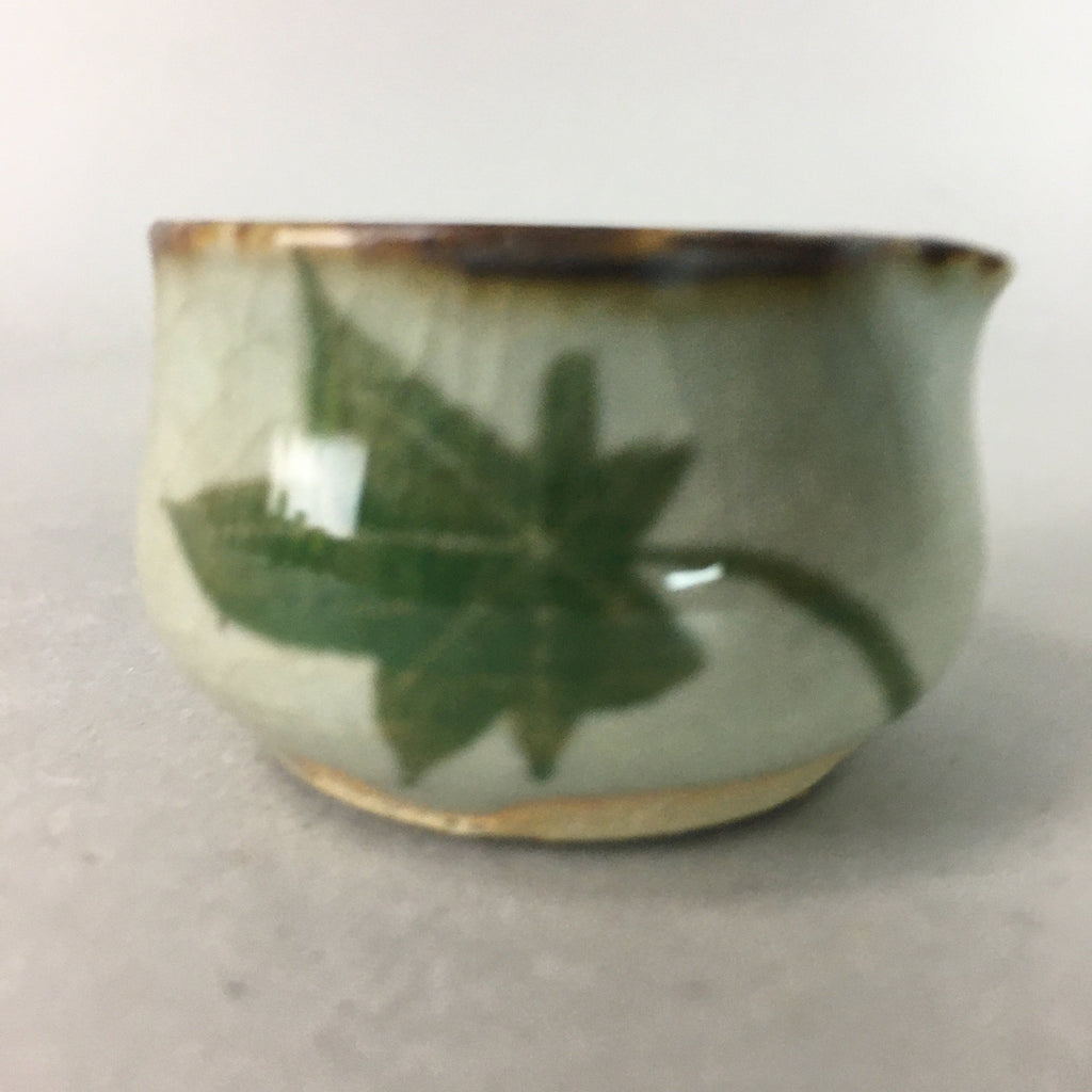 Japanese Ceramic Sake Cup Lipped Guinomi Sakazuki Vtg Pottery Gray GU719