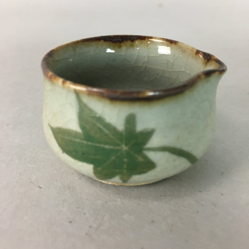 Japanese Ceramic Sake Cup Lipped Guinomi Sakazuki Vtg Pottery Gray GU719