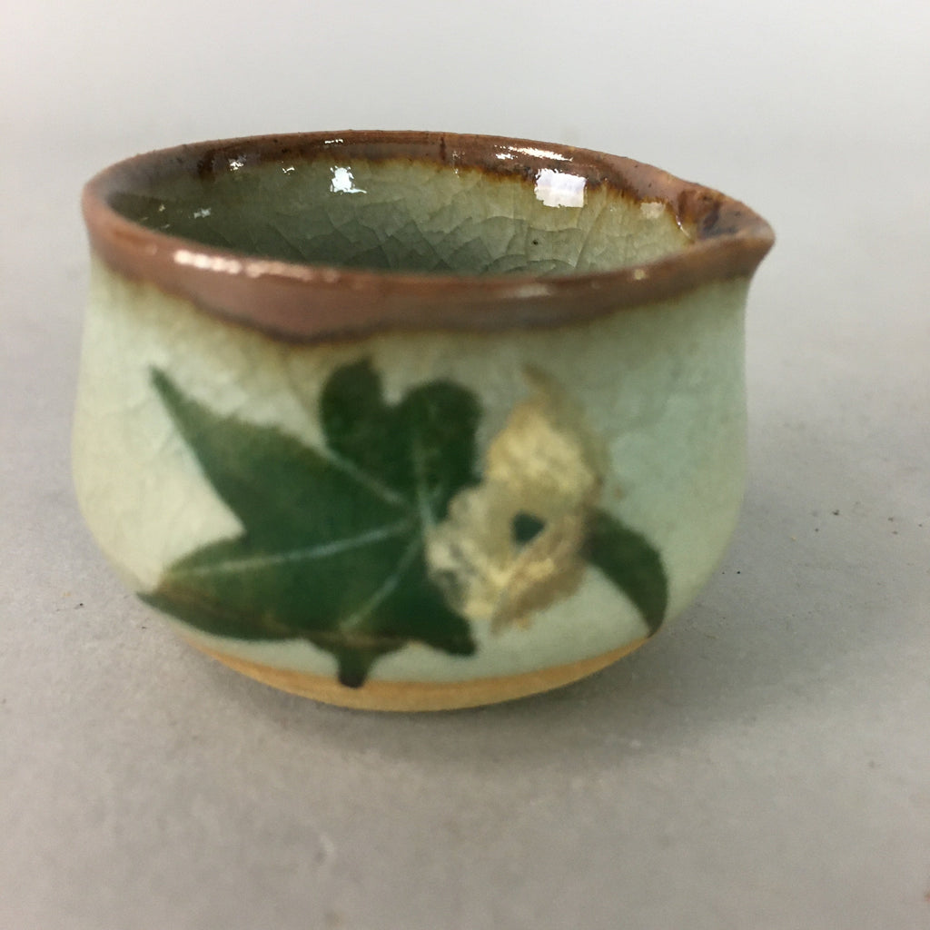 Japanese Ceramic Sake Cup Lipped Guinomi Sakazuki Vtg Pottery Gray GU727
