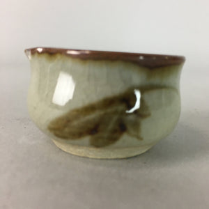 Japanese Ceramic Sake Cup Lipped Guinomi Sakazuki Vtg Pottery Gray GU728