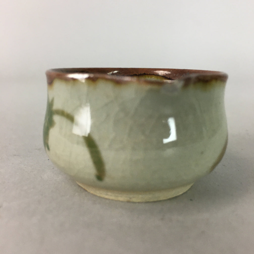 Japanese Ceramic Sake Cup Lipped Guinomi Sakazuki Vtg Pottery Gray GU728
