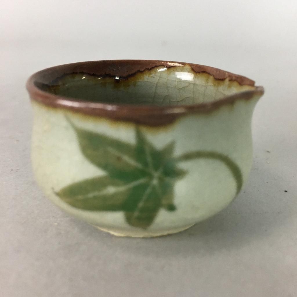 Japanese Ceramic Sake Cup Lipped Guinomi Sakazuki Vtg Pottery Gray GU728