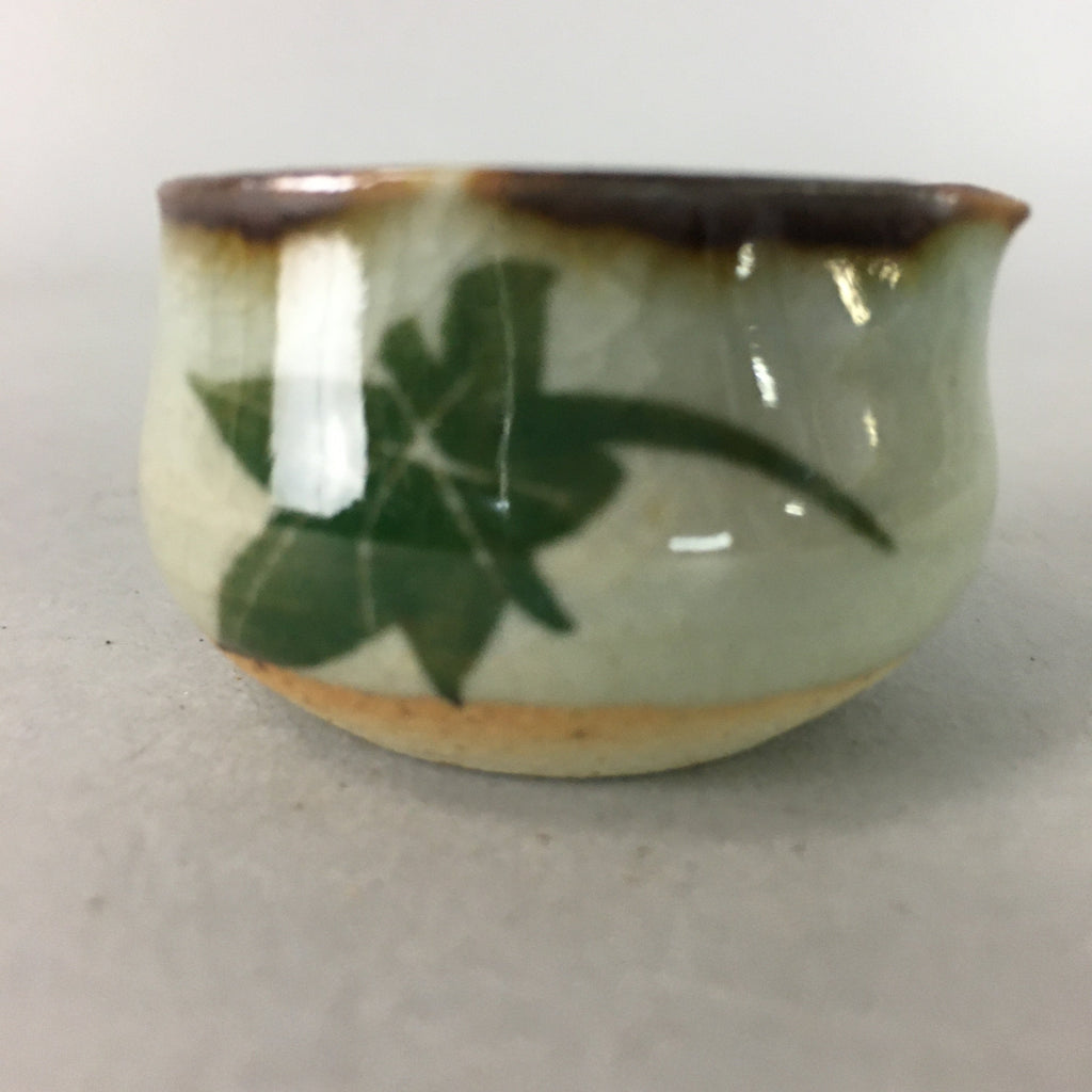 Japanese Ceramic Sake Cup Lipped Guinomi Sakazuki Vtg Pottery Gray GU729