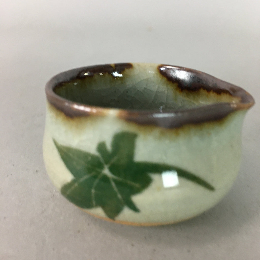 Japanese Ceramic Sake Cup Lipped Guinomi Sakazuki Vtg Pottery Gray GU729
