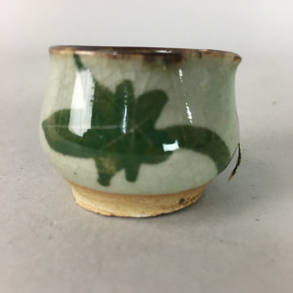 Japanese Ceramic Sake Cup Lipped Guinomi Sakazuki Vtg Pottery Gray GU730