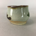 Japanese Ceramic Sake Cup Lipped Guinomi Sakazuki Vtg Pottery Gray GU730