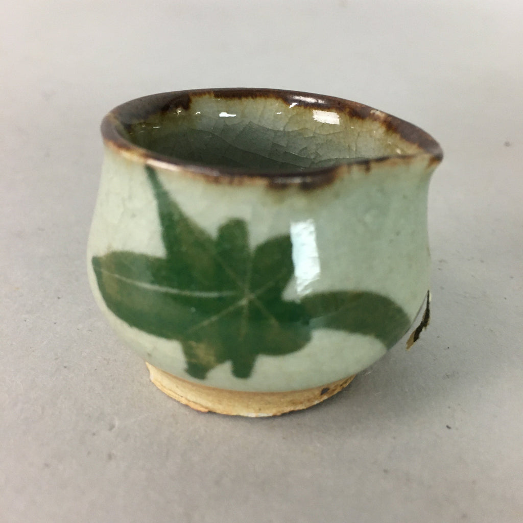 Japanese Ceramic Sake Cup Lipped Guinomi Sakazuki Vtg Pottery Gray GU730