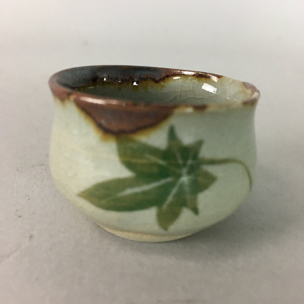 Japanese Ceramic Sake Cup Lipped Guinomi Sakazuki Vtg Pottery Gray GU731