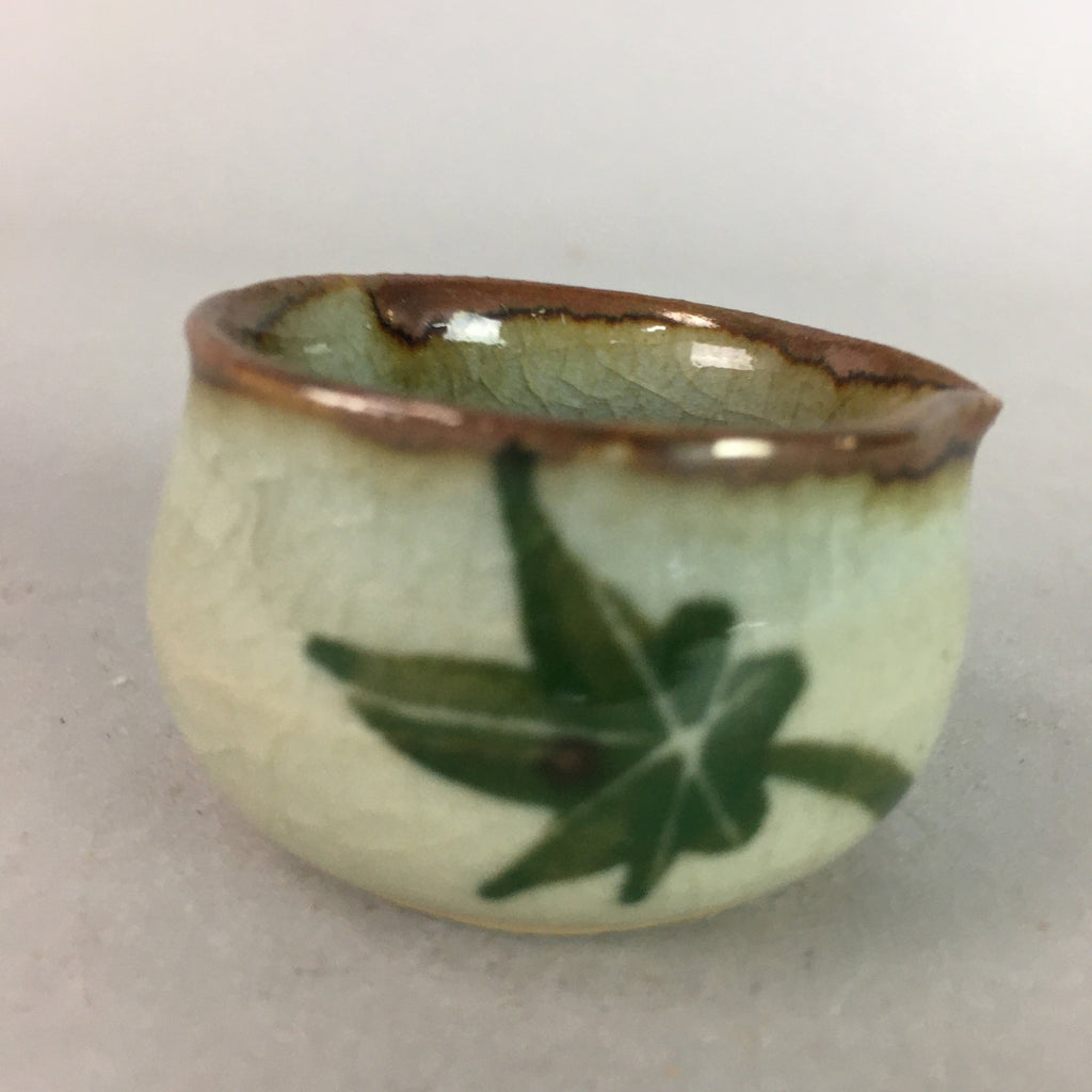 Japanese Ceramic Sake Cup Lipped Guinomi Sakazuki Vtg Pottery Gray GU732