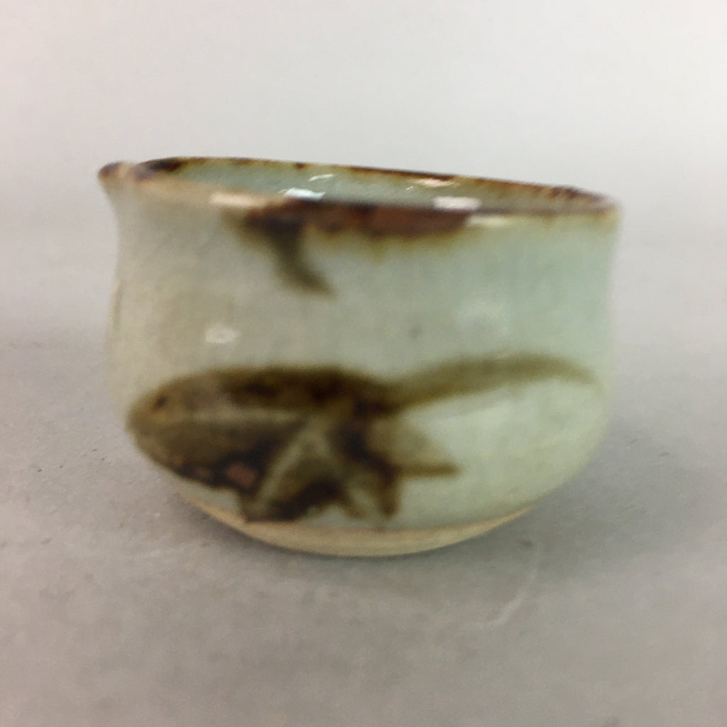 Japanese Ceramic Sake Cup Lipped Guinomi Sakazuki Vtg Pottery Gray GU734