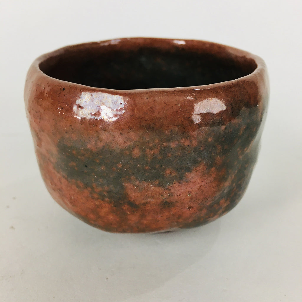 Japanese Ceramic Sake Cup Mino Ware Vtg Guinomi Ochoko Akaguro Glaze GU902