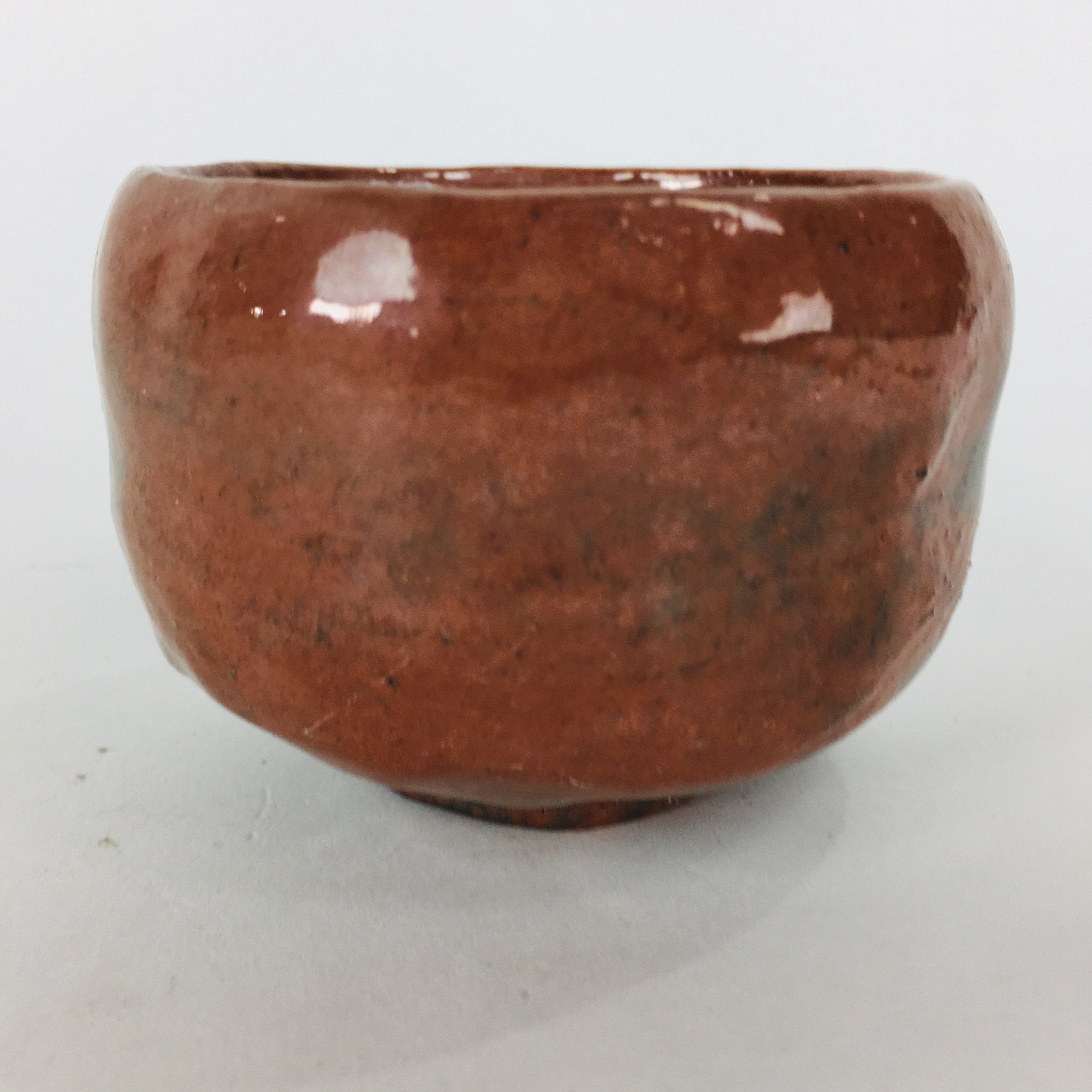 Japanese Ceramic Sake Cup Mino Ware Vtg Guinomi Ochoko Akaguro Glaze GU902