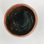 Japanese Ceramic Sake Cup Mino Ware Vtg Guinomi Ochoko Akaguro Glaze GU902