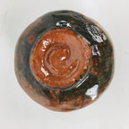 Japanese Ceramic Sake Cup Mino Ware Vtg Guinomi Ochoko Akaguro Glaze GU902