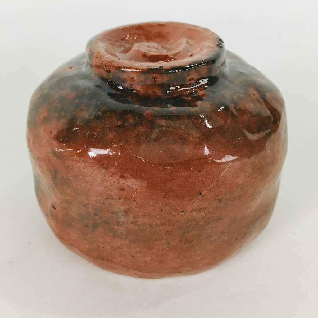 Japanese Ceramic Sake Cup Mino Ware Vtg Guinomi Ochoko Akaguro Glaze GU902