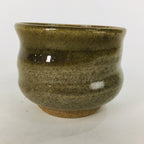 Japanese Ceramic Sake Cup Mino Ware Vtg Guinomi Ochoko Green Glaze GU904