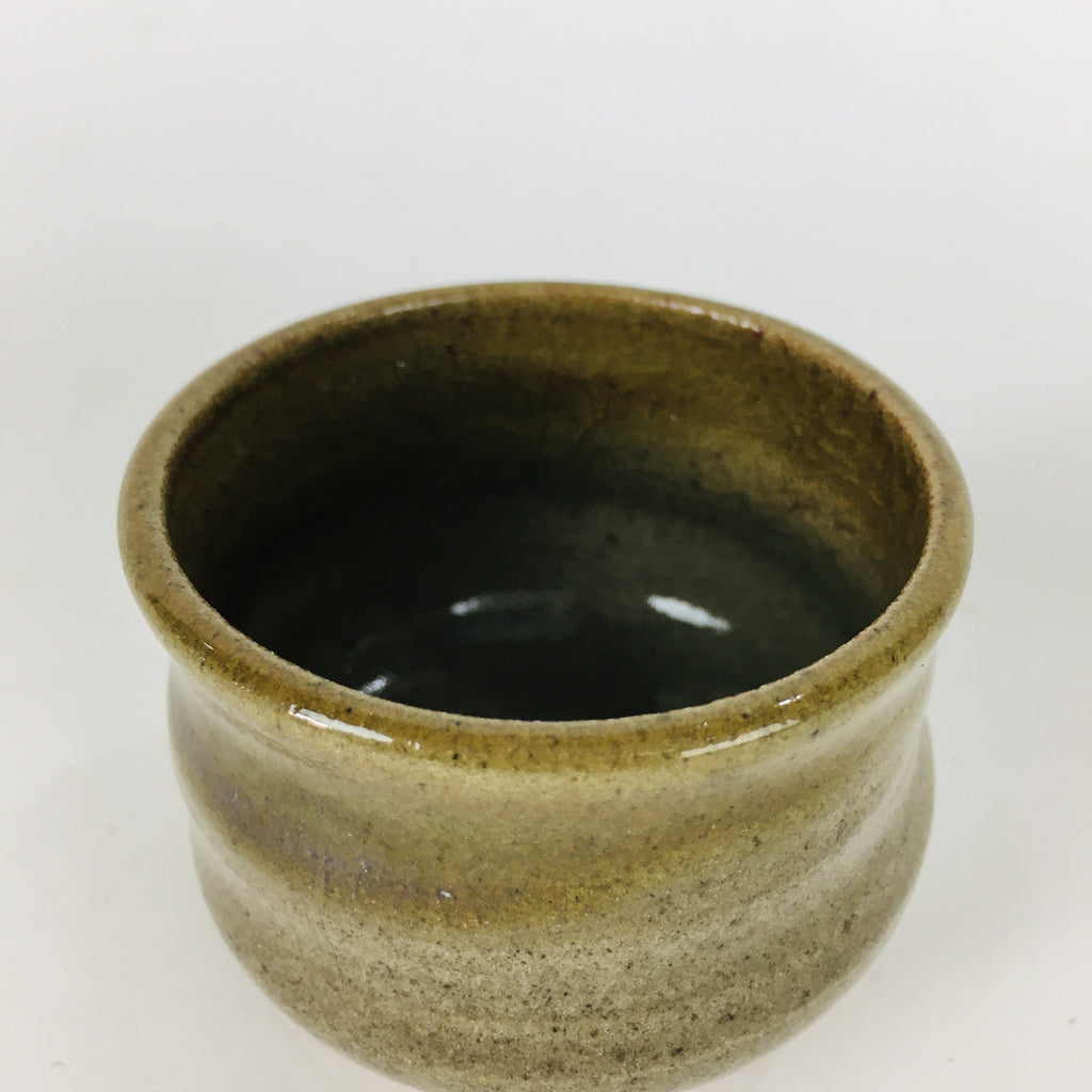 Japanese Ceramic Sake Cup Mino Ware Vtg Guinomi Ochoko Green Glaze GU904
