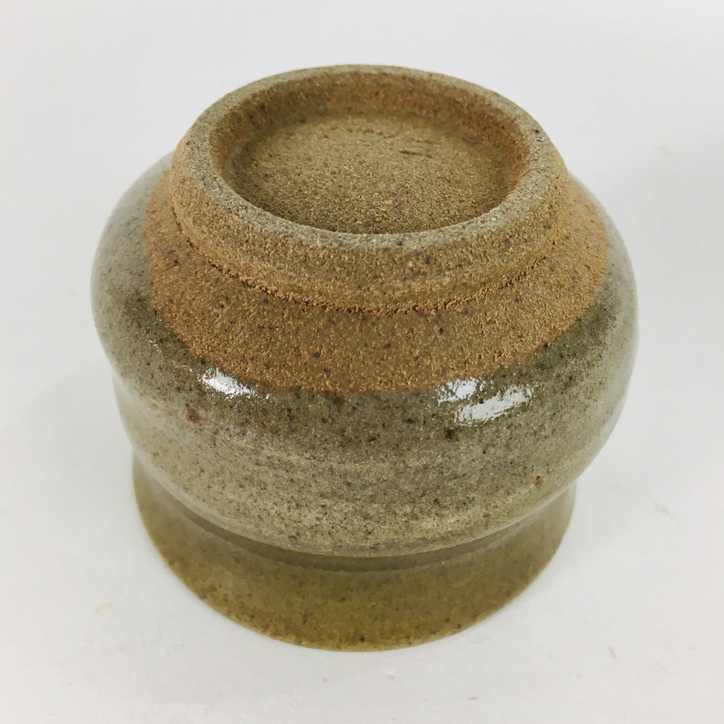 Japanese Ceramic Sake Cup Mino Ware Vtg Guinomi Ochoko Green Glaze GU904