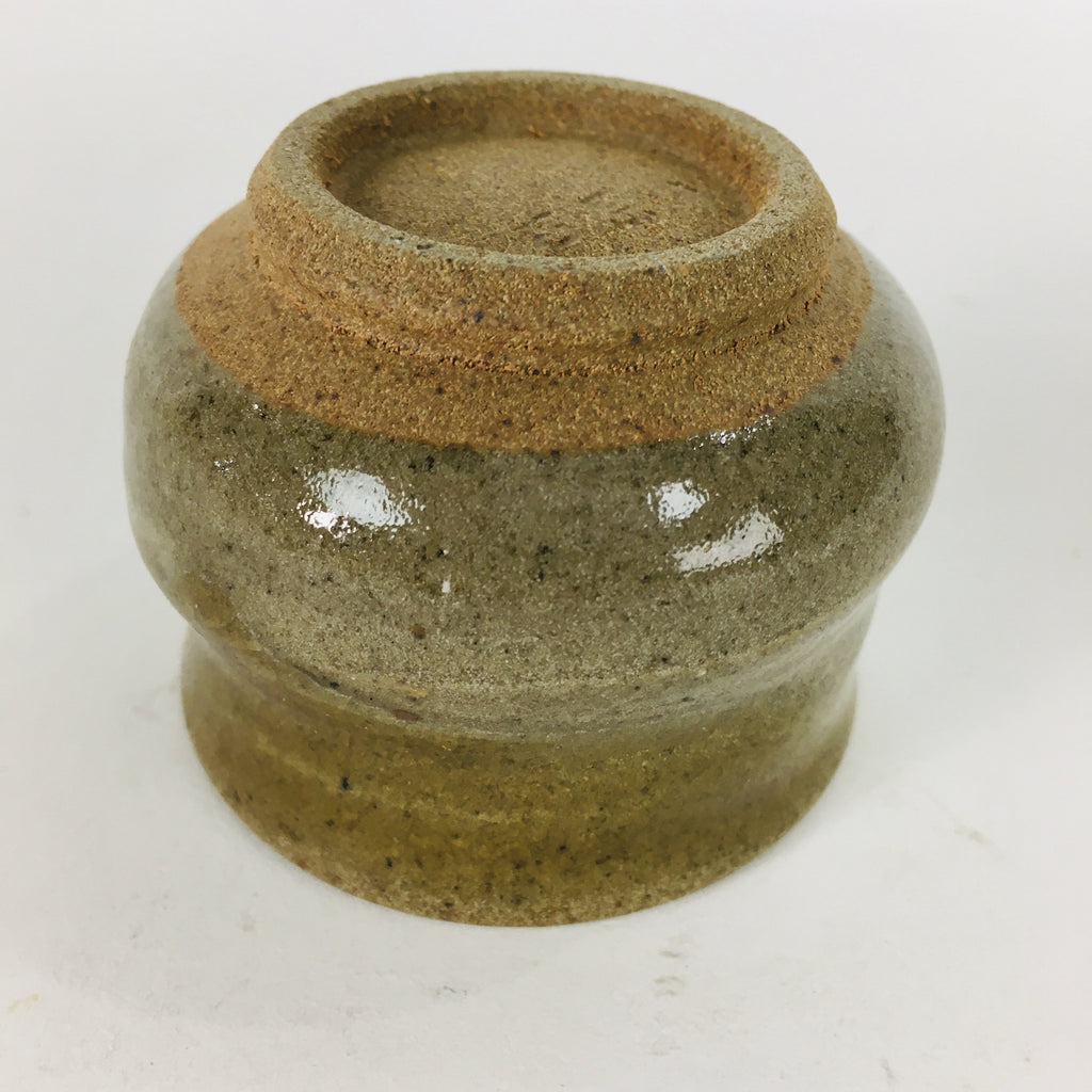 Japanese Ceramic Sake Cup Mino Ware Vtg Guinomi Ochoko Green Glaze GU904