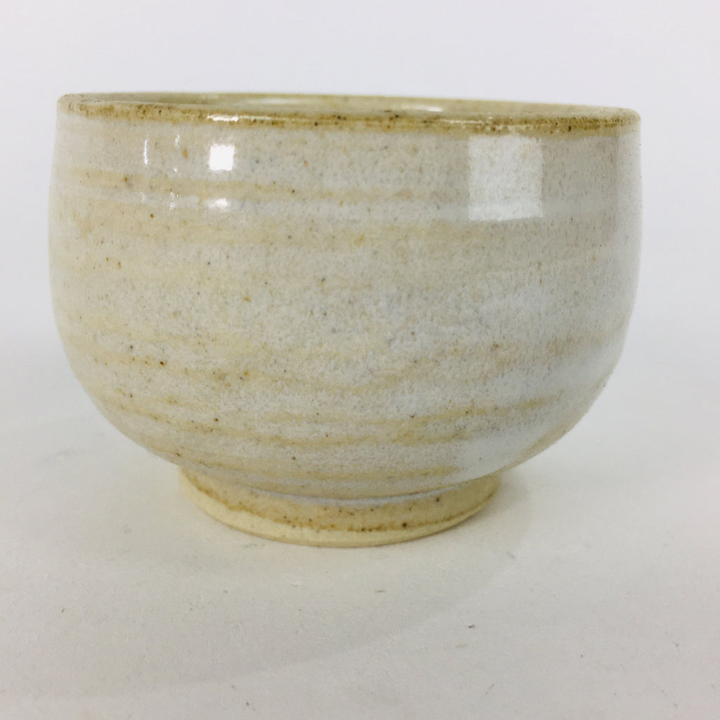 Japanese Ceramic Sake Cup Mino Ware Vtg Guinomi Ochoko White Glaze GU903