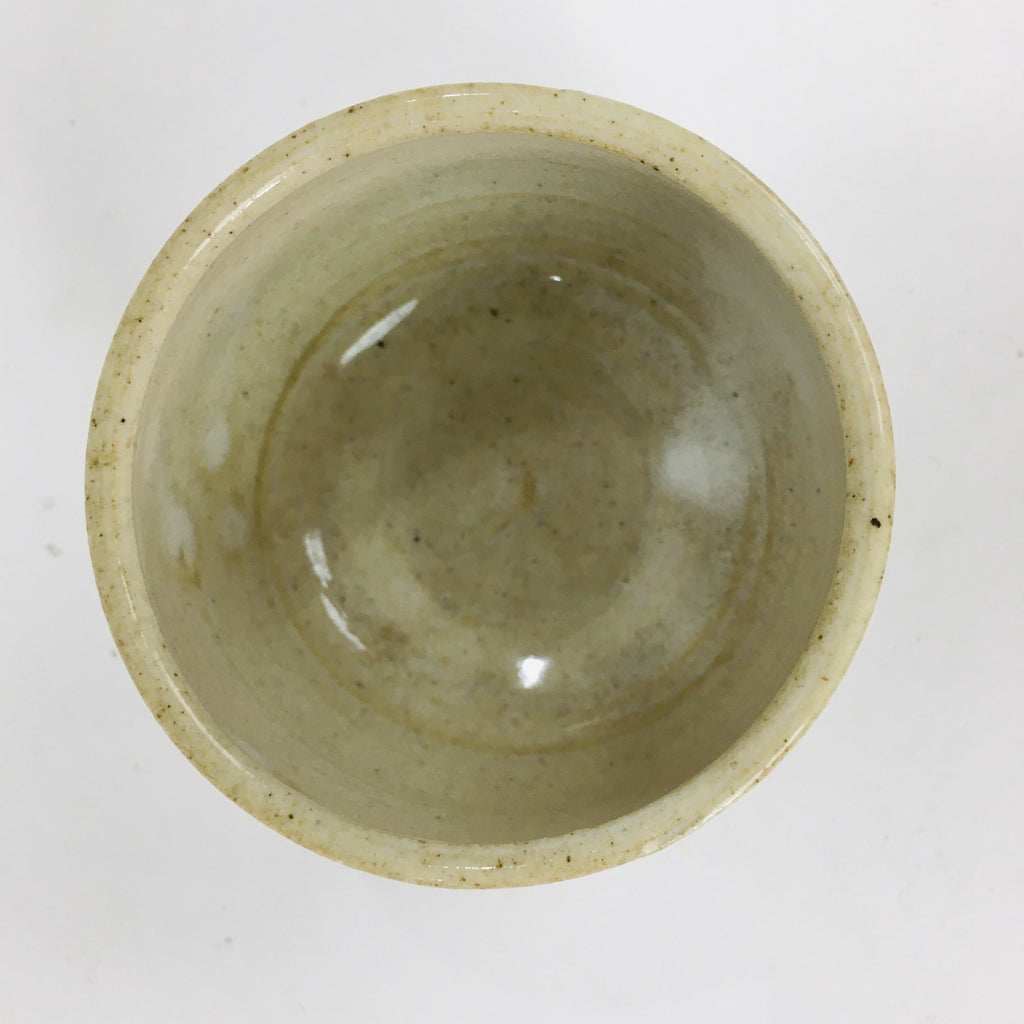 Japanese Ceramic Sake Cup Mino Ware Vtg Guinomi Ochoko White Glaze GU903
