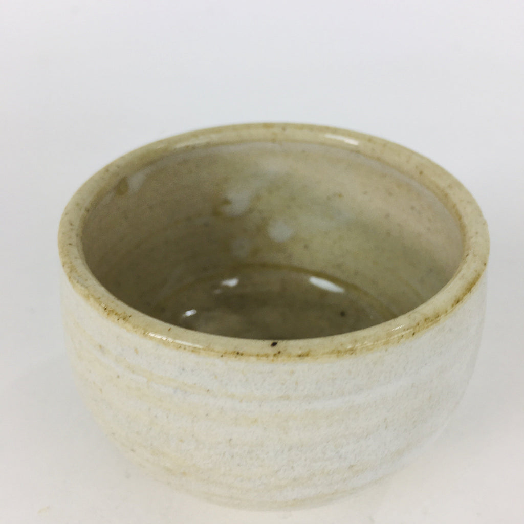 Japanese Ceramic Sake Cup Mino Ware Vtg Guinomi Ochoko White Glaze GU903