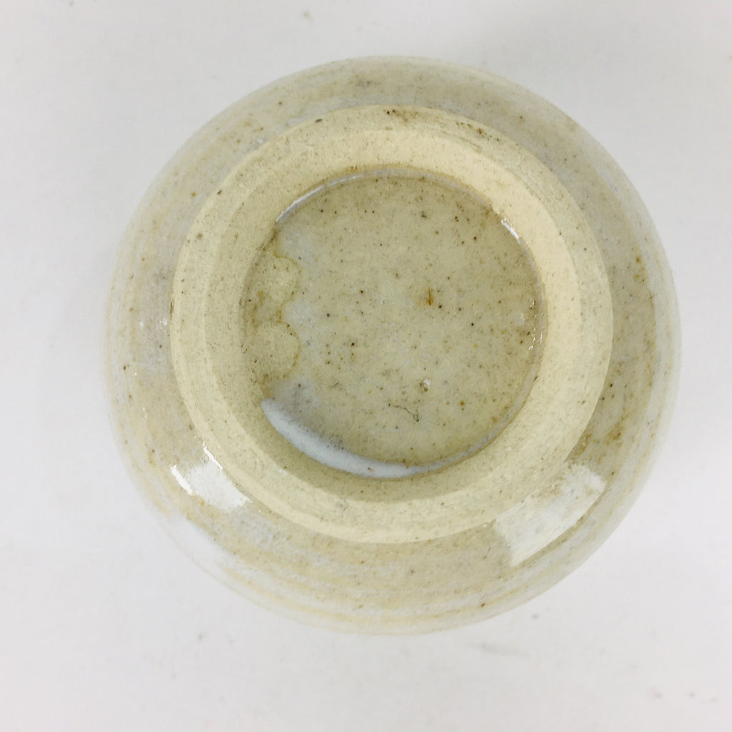 Japanese Ceramic Sake Cup Mino Ware Vtg Guinomi Ochoko White Glaze GU903