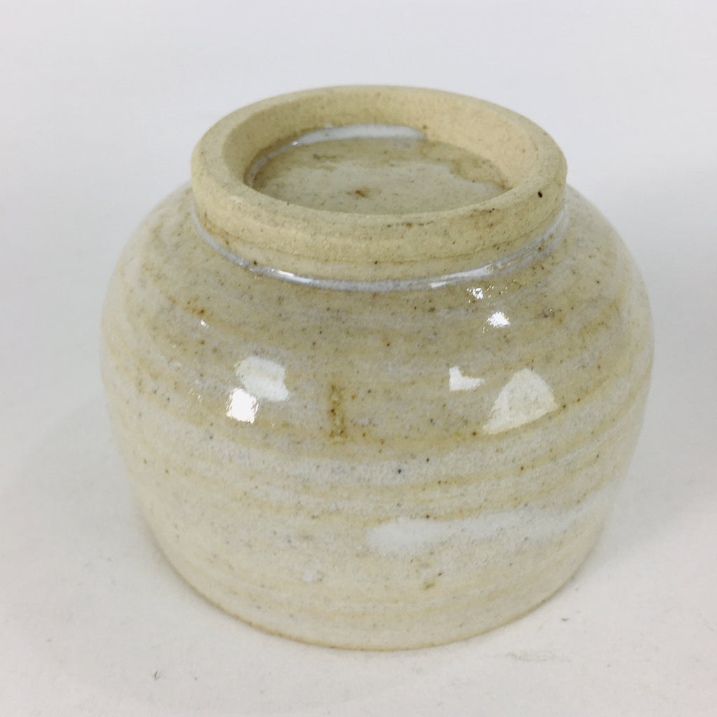 Japanese Ceramic Sake Cup Mino Ware Vtg Guinomi Ochoko White Glaze GU903