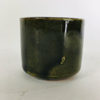 Japanese Ceramic Sake Cup Oribe Ware Vtg Guinomi Ochoko Green Glaze GU896
